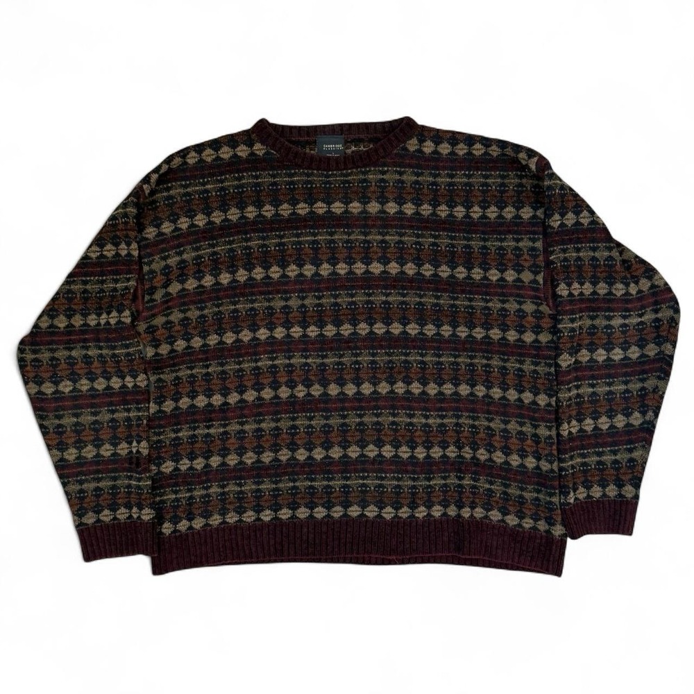 Vintage Cambridge Classics Pullover Geometric Knit Sweatshirt Men's Size Large